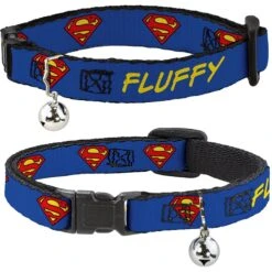 Buckle-Down DC Comics Superman Shield Personalized Breakaway Cat Collar With Bell