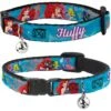 Buckle-Down Disney Ariel & Flounder Vivid Underwater Poses Personalized Breakaway Cat Collar With Bell