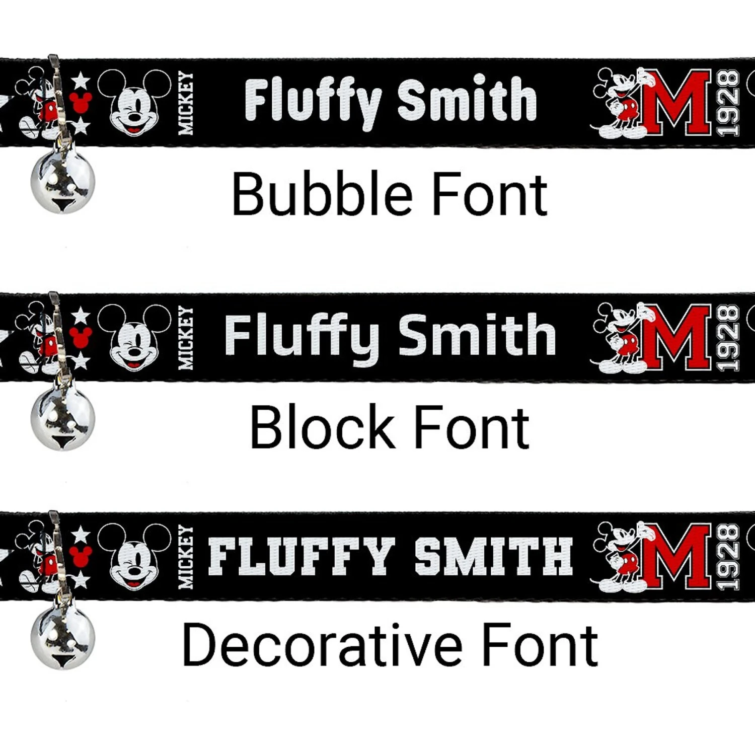 Buckle-Down Disney Classic Mickey Mouse 1928 Collage Personalized Breakaway Cat Collar With Bell 4 Buckle-Down Disney Classic Mickey Mouse 1928 Collage Personalized Breakaway Cat Collar With Bell - Image 2