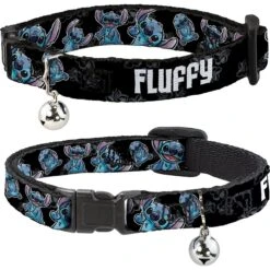 Buckle-Down Disney Lilo & Stitch Poses & Hibiscus Sketch Personalized Breakaway Cat Collar With Bell