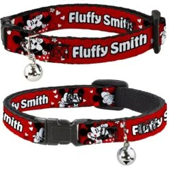 Buckle-Down Disney Mickey & Minnie Hugs & Kisses Poses Personalized Breakaway Cat Collar With Bell