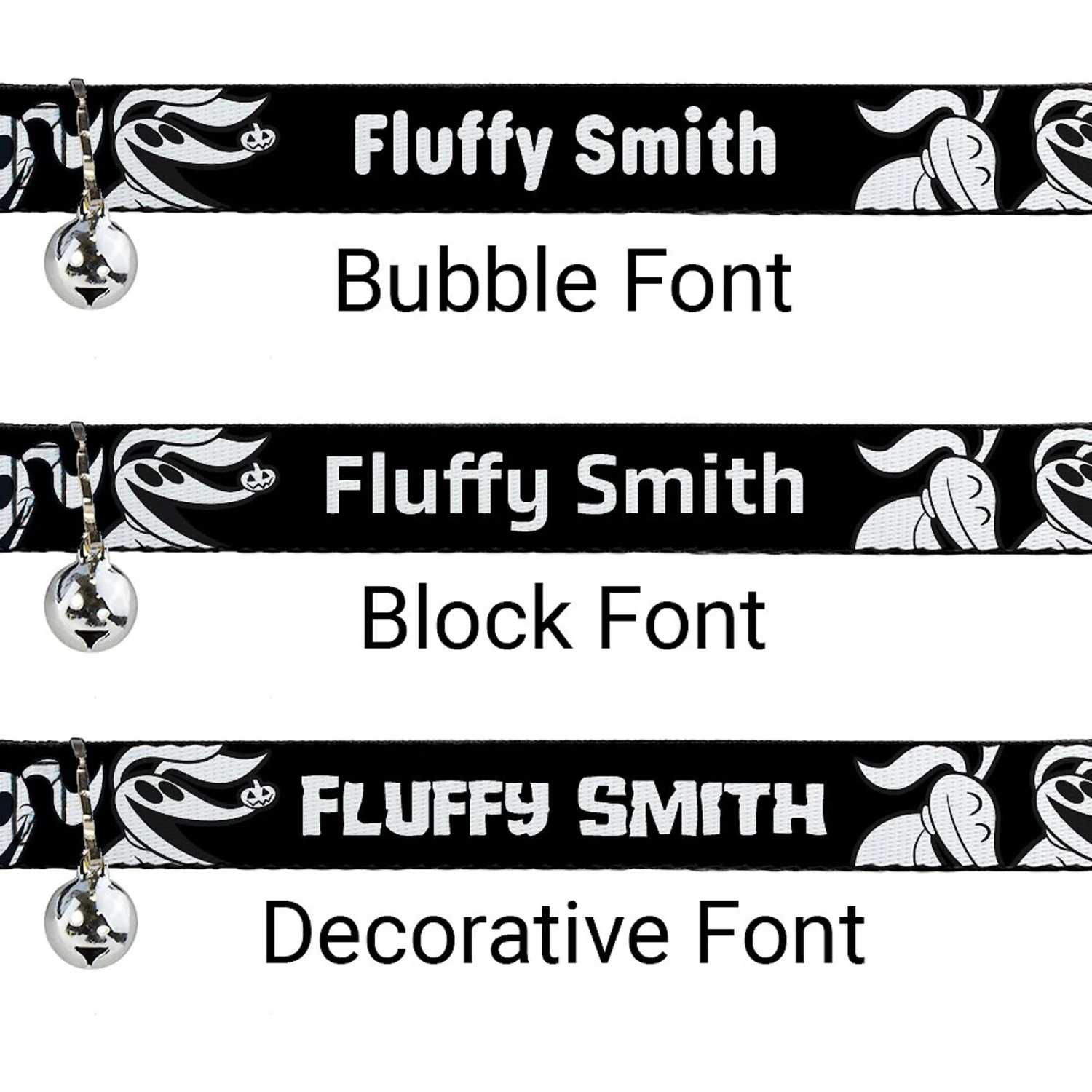 Buckle-Down Disney Nightmare Before Christmas Zero Expressions Personalized Breakaway Cat Collar With Bell 4 Buckle-Down Disney Nightmare Before Christmas Zero Expressions Personalized Breakaway Cat Collar With Bell - Image 2