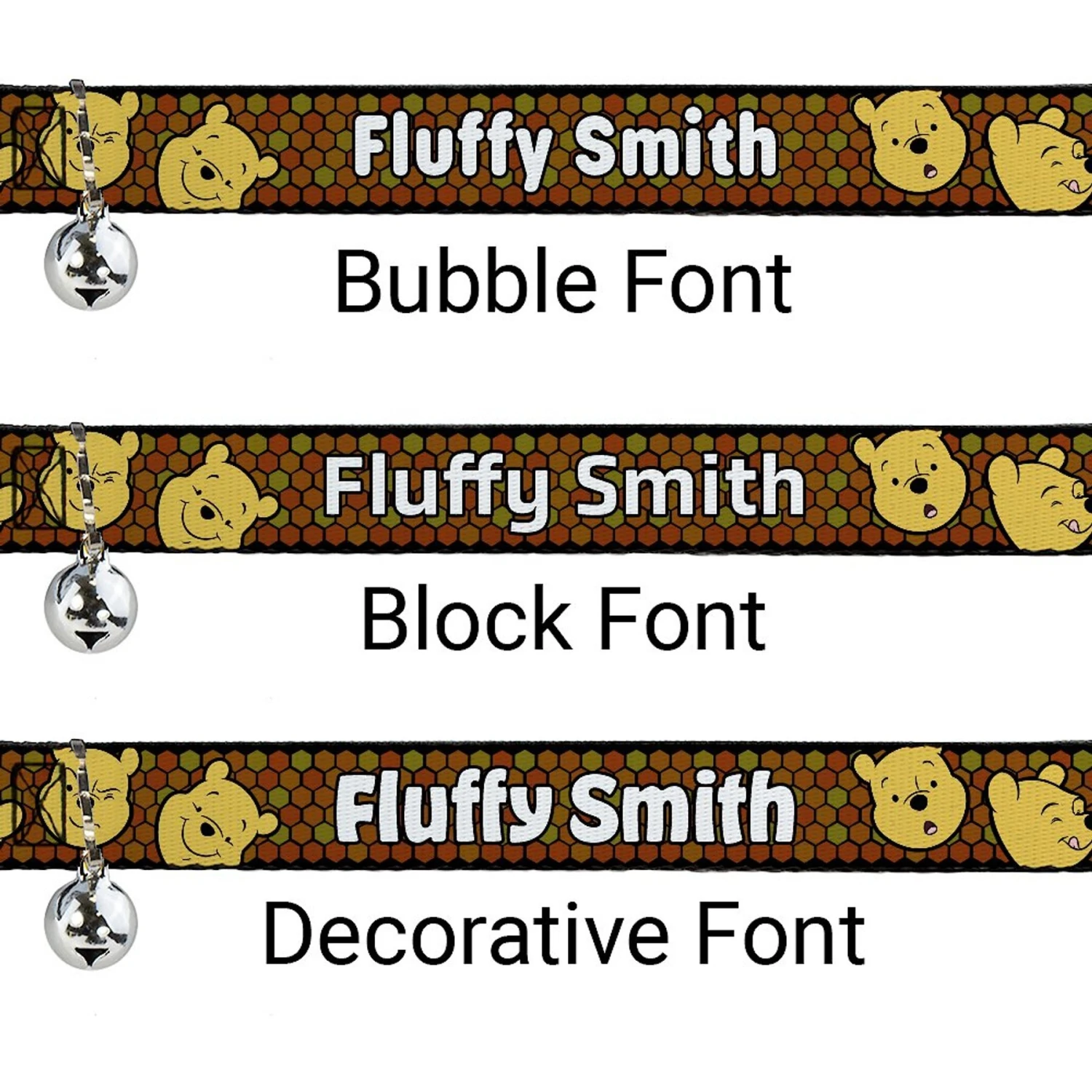 Buckle-Down Disney Winnie The Pooh Expressions & Honeycomb Personalized Breakaway Cat Collar With Bell 4 Buckle-Down Disney Winnie The Pooh Expressions & Honeycomb Personalized Breakaway Cat Collar With Bell - Image 2