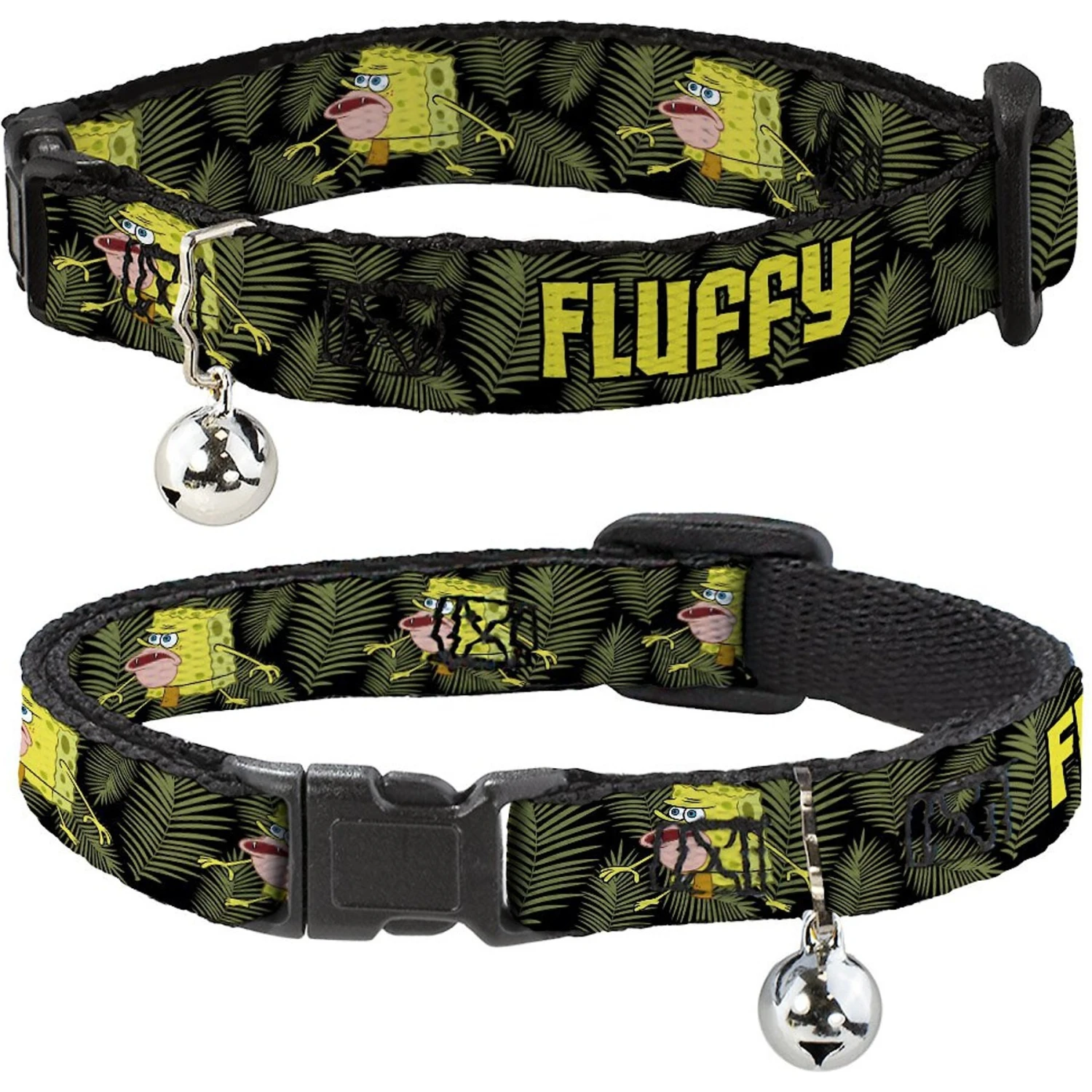 Buckle-Down Spongebob Squarepants Primitive Sponge Pose & Leaves Personalized Breakaway Cat Collar With Bell 3 Buckle-Down Spongebob Squarepants Primitive Sponge Pose & Leaves Personalized Breakaway Cat Collar With Bell