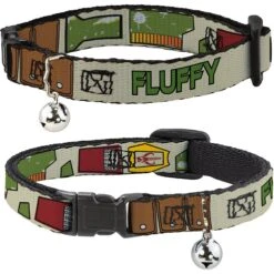 Buckle-Down Star Wars Boba Fett Utility Belt Bounding Personalized Breakaway Cat Collar With Bell