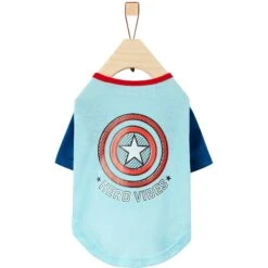 Marvel 's Captain America "Hero Vibes" Dog & Cat T-shirt -Blue Buffalo Shop 311925 PT4. AC SS1800 V1643326916