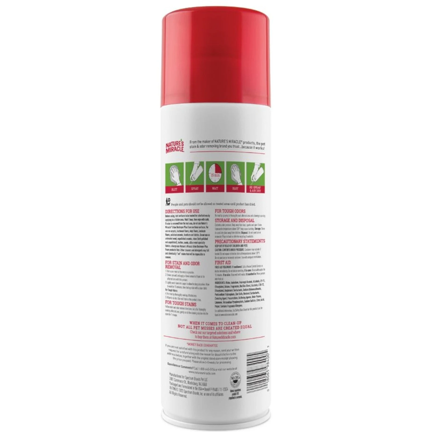 Nature's Miracle Cat Urine Destroyer Plus Enzymatic Stain Remover Foam Aerosol Spray, 17.5-oz Bottle 4 Nature's Miracle Cat Urine Destroyer Plus Enzymatic Stain Remover Foam Aerosol Spray, 17.5-oz Bottle - Image 2