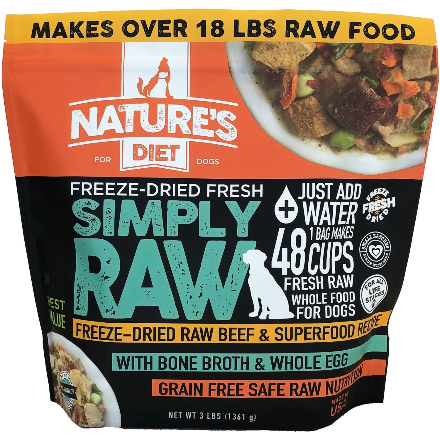 Nature's Diet Fresh Beef Simply Raw Freeze-Dried Dog Food, 3-lb Bag 3 Nature's Diet Fresh Beef Simply Raw Freeze-Dried Dog Food, 3-lb Bag