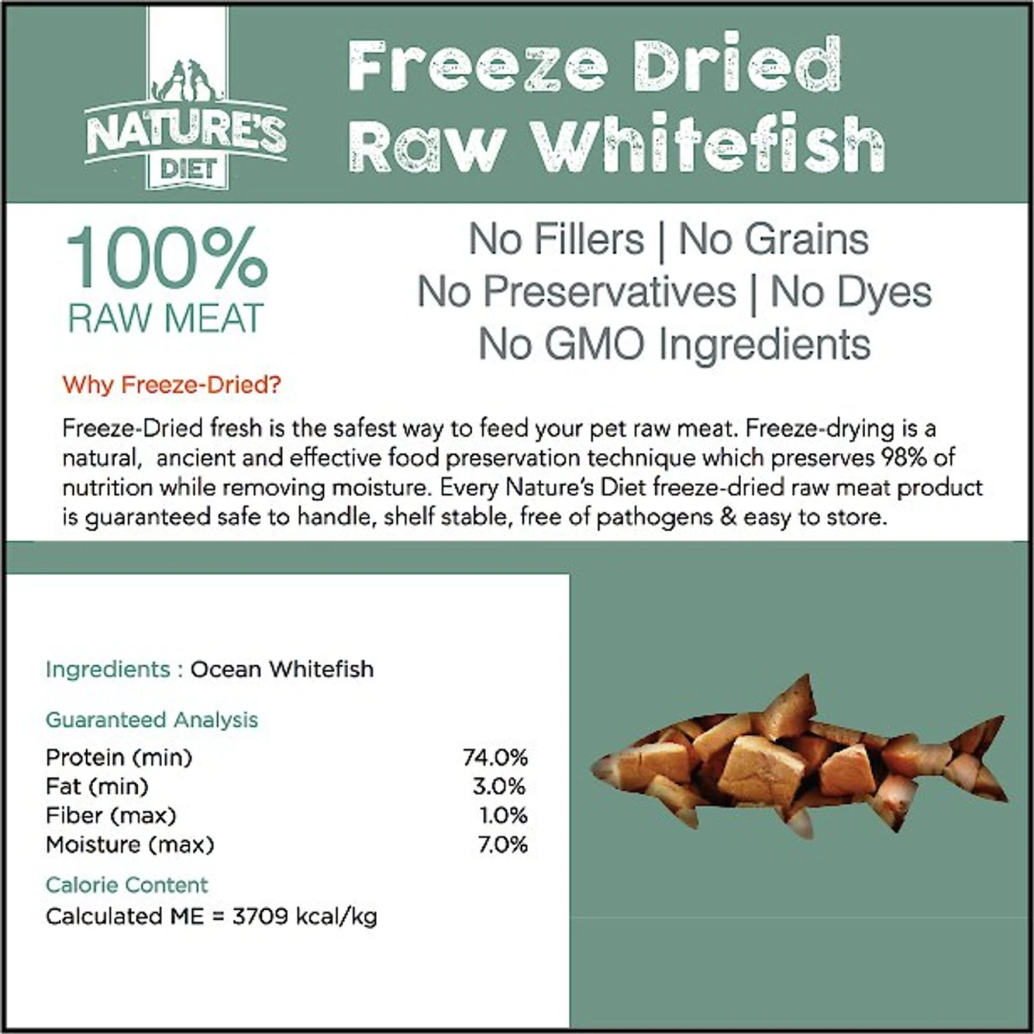 Nature's Diet Whitefish Raw Freeze-Dried Cat Treats, 1-oz Pouch 5 Nature's Diet Whitefish Raw Freeze-Dried Cat Treats, 1-oz Pouch - Image 3