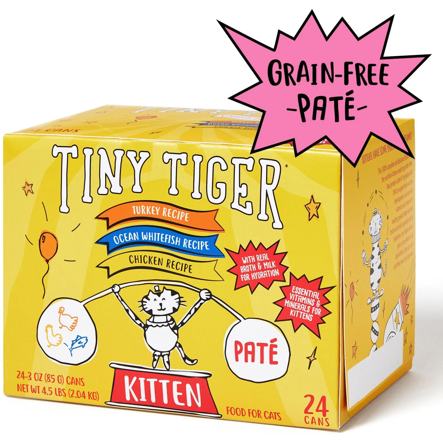 Tiny Tiger, Kitten Classic, Variety Pack, Whitefish & Poultry Pate Recipe, Canned Cat Food 3 Tiny Tiger, Kitten Classic, Variety Pack, Whitefish & Poultry Pate Recipe, Canned Cat Food
