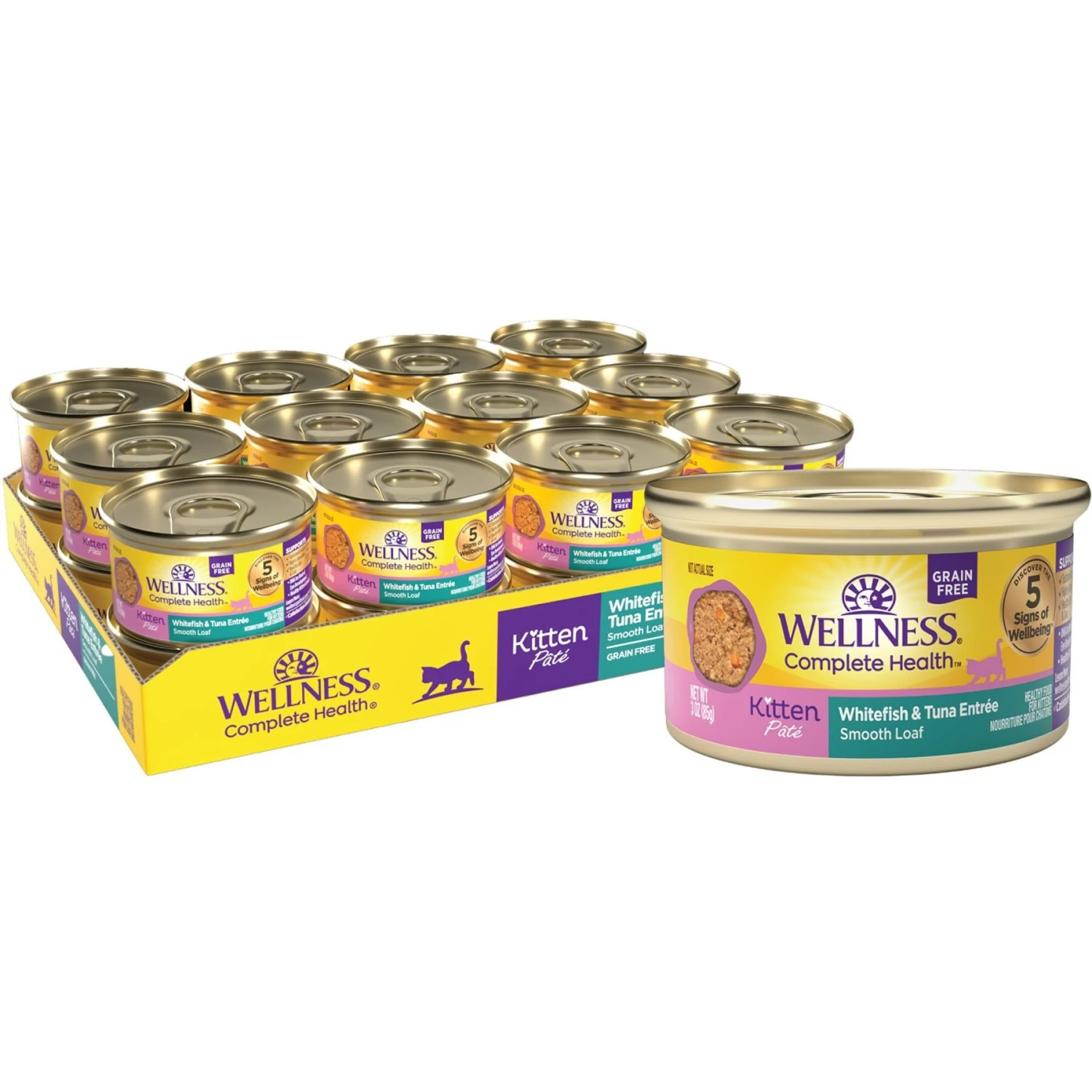 Wellness Complete Health Kitten Whitefish & Tuna Formula Grain-Free Canned Cat Food, Case Of 24 3 Wellness Complete Health Kitten Whitefish & Tuna Formula Grain-Free Canned Cat Food, Case Of 24