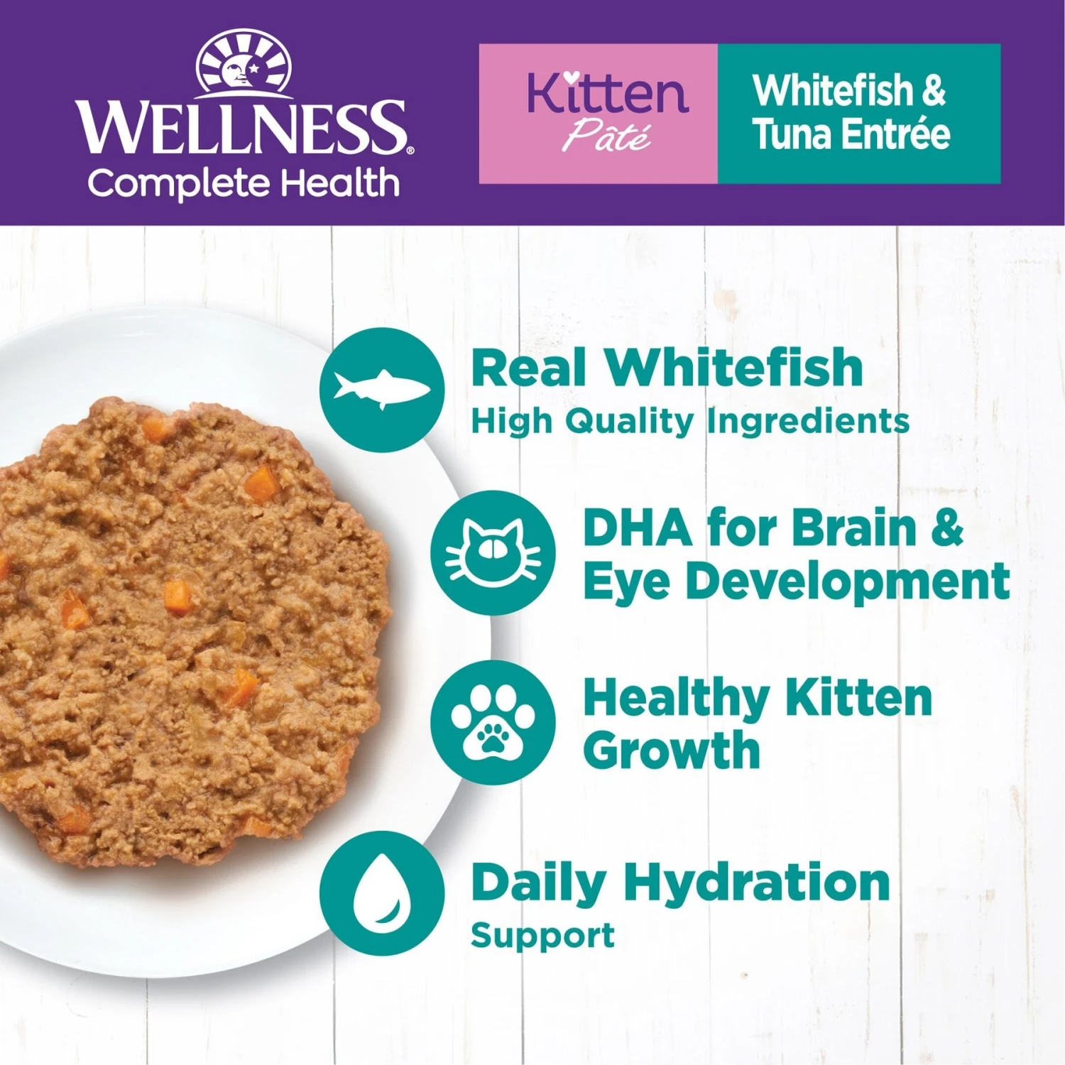 Wellness Complete Health Kitten Whitefish & Tuna Formula Grain-Free Canned Cat Food, Case Of 24 5 Wellness Complete Health Kitten Whitefish & Tuna Formula Grain-Free Canned Cat Food, Case Of 24 - Image 3