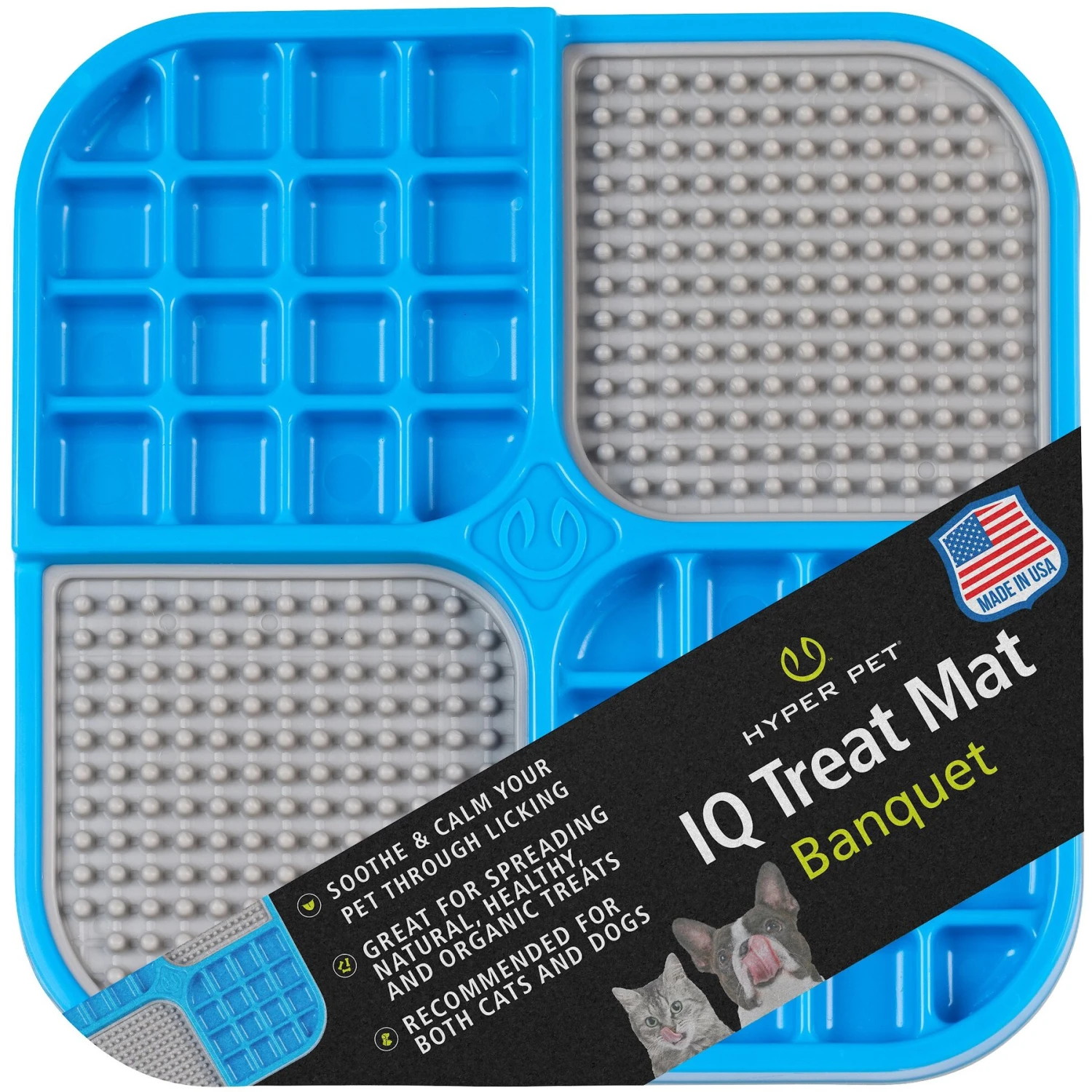 Hyper Pet IQ Banquet Dog & Cat Lick Mat, Blue/Gray 3 Hyper Pet IQ Banquet Dog & Cat Lick Mat, Blue/Gray