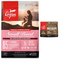 ORIJEN Small Breed Grain-Free Dry Dog Food & ORIJEN Ranch-Raised Beef Formula Grain-Free Freeze-Dried Dog Treats