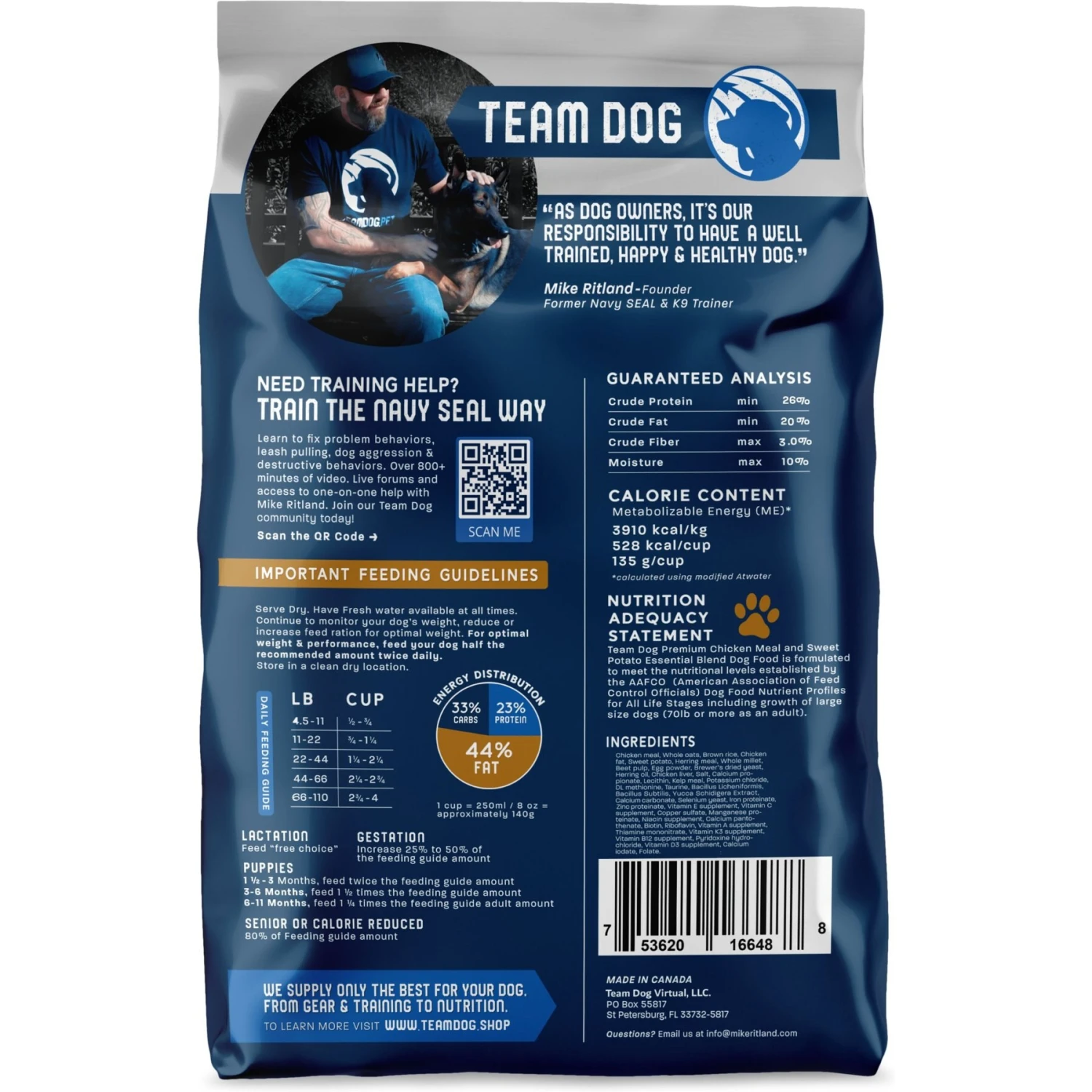 Team Dog Chicken Meal & Sweet Potato 26/20 Essential Blend Premium Dry Dog Food, 33-lb Bag 4 Team Dog Chicken Meal & Sweet Potato 26/20 Essential Blend Premium Dry Dog Food, 33-lb Bag - Image 2