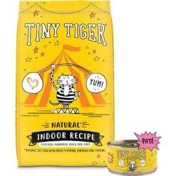 Tiny Tiger, Natural Indoor Recipe Chicken Flavor Dry Cat Food & Tiny Tiger Pate Chicken Recipe Grain-Free Canned Cat Food