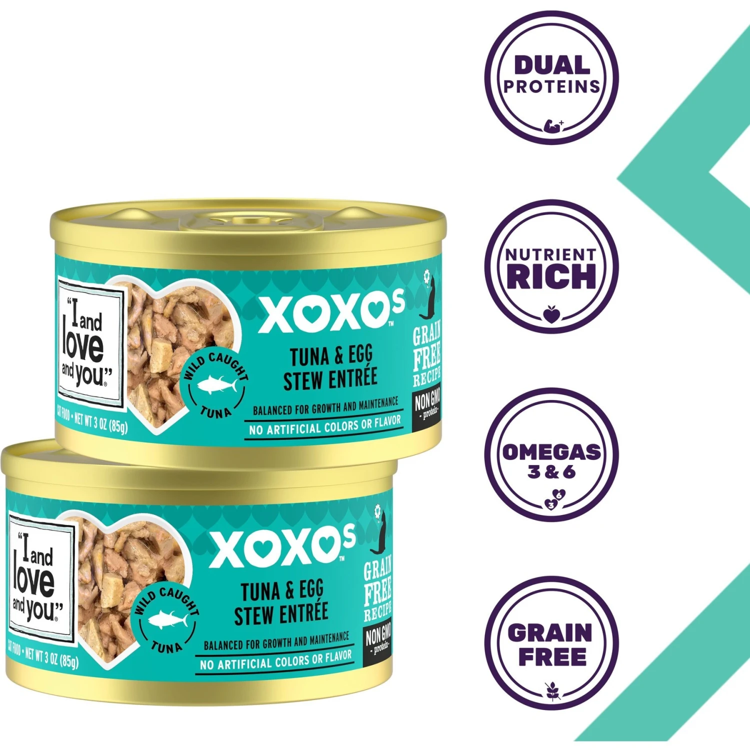 I And Love And You XOXO Tuna & Egg Stew Grain-Free Canned Cat Food, 3-oz Can, Case Of 24 4 I And Love And You XOXO Tuna & Egg Stew Grain-Free Canned Cat Food, 3-oz Can, Case Of 24 - Image 2