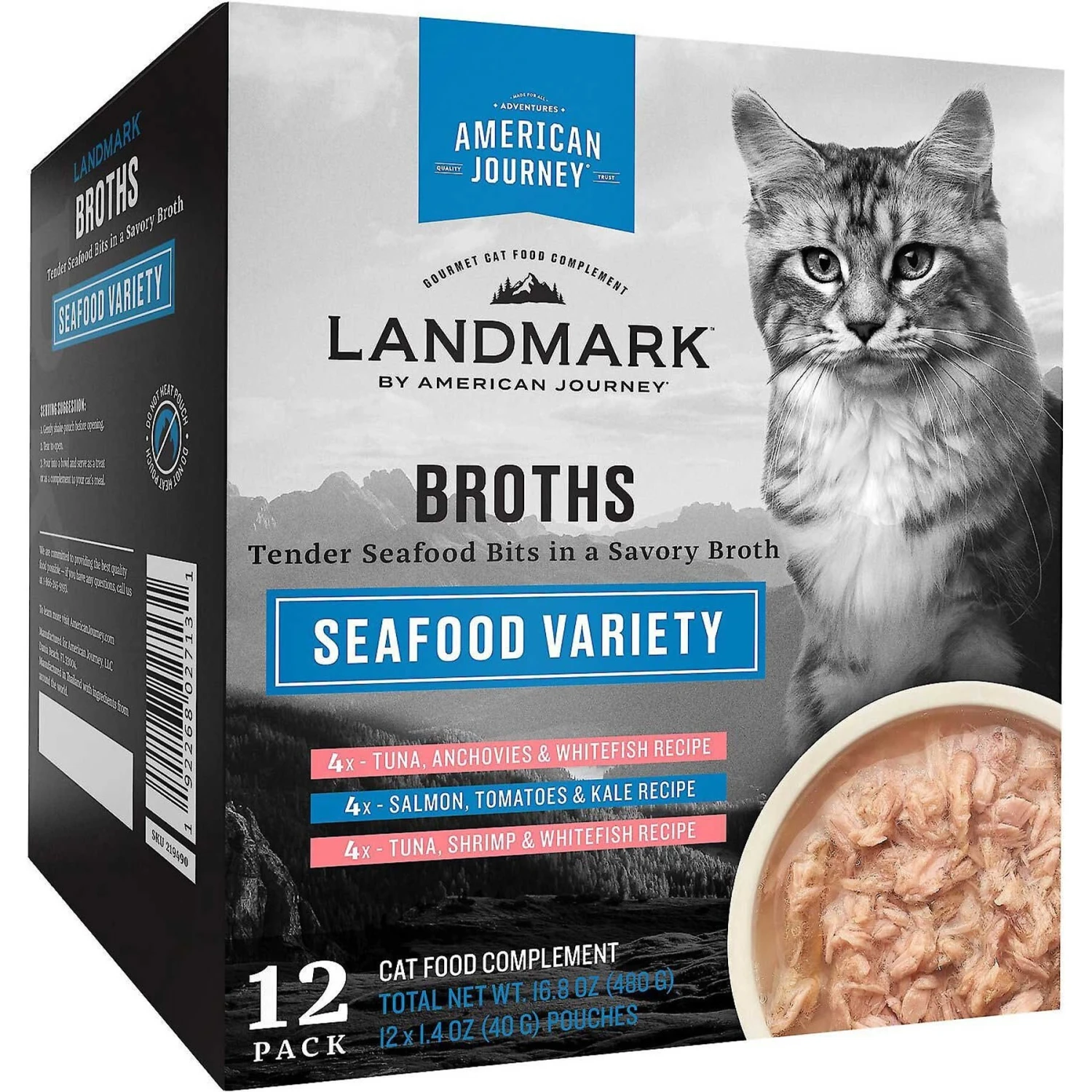 Fancy Feast Classic Seafood Feast Variety Pack Canned Cat Food & American Journey Landmark Broths Seafood Variety Pack Wet Cat Food Complement Pouches 8 Fancy Feast Classic Seafood Feast Variety Pack Canned Cat Food & American Journey Landmark Broths Seafood Variety Pack Wet Cat Food Complement Pouches - Image 6