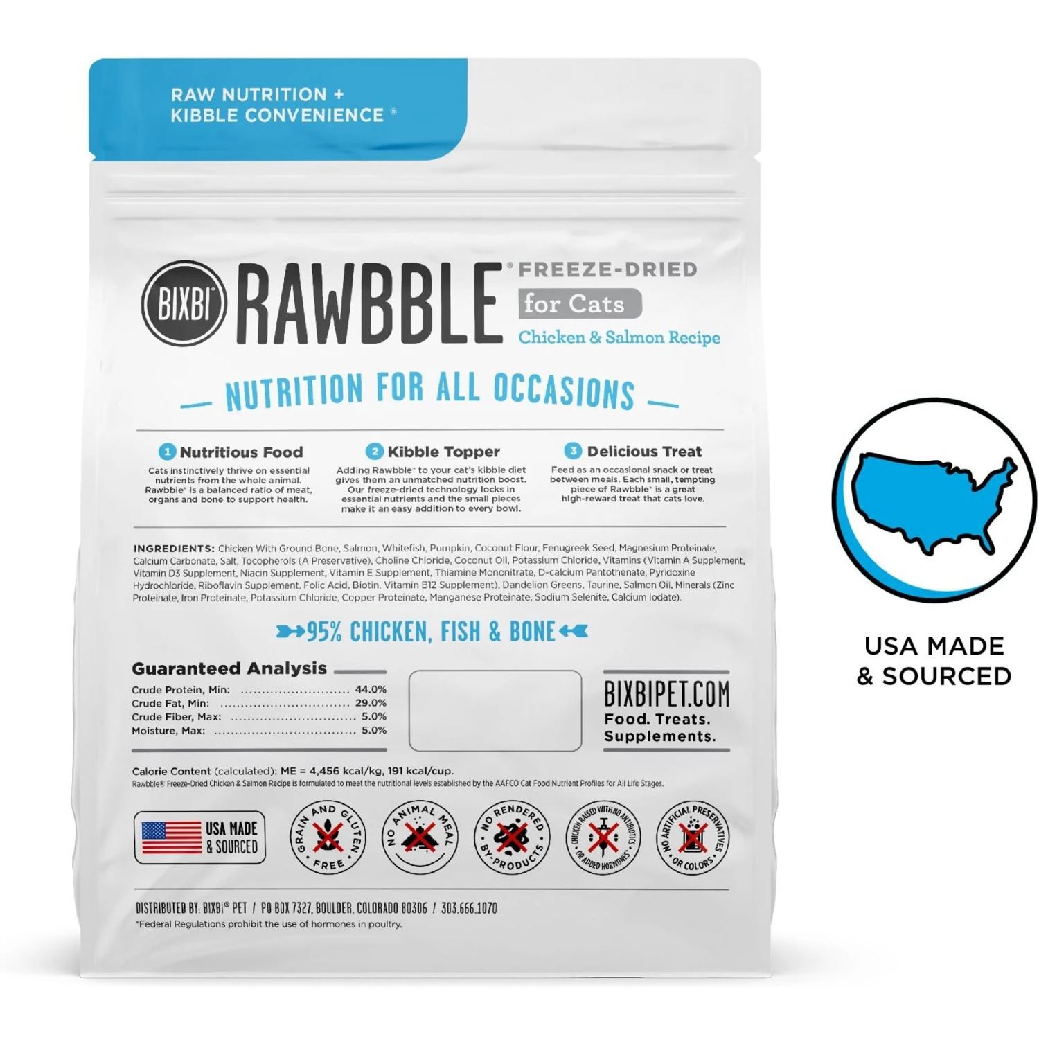 BIXBI RAWBBLE Chicken & Salmon Recipe Grain-Free Freeze-Dried Cat Food 4 BIXBI RAWBBLE Chicken & Salmon Recipe Grain-Free Freeze-Dried Cat Food - Image 2