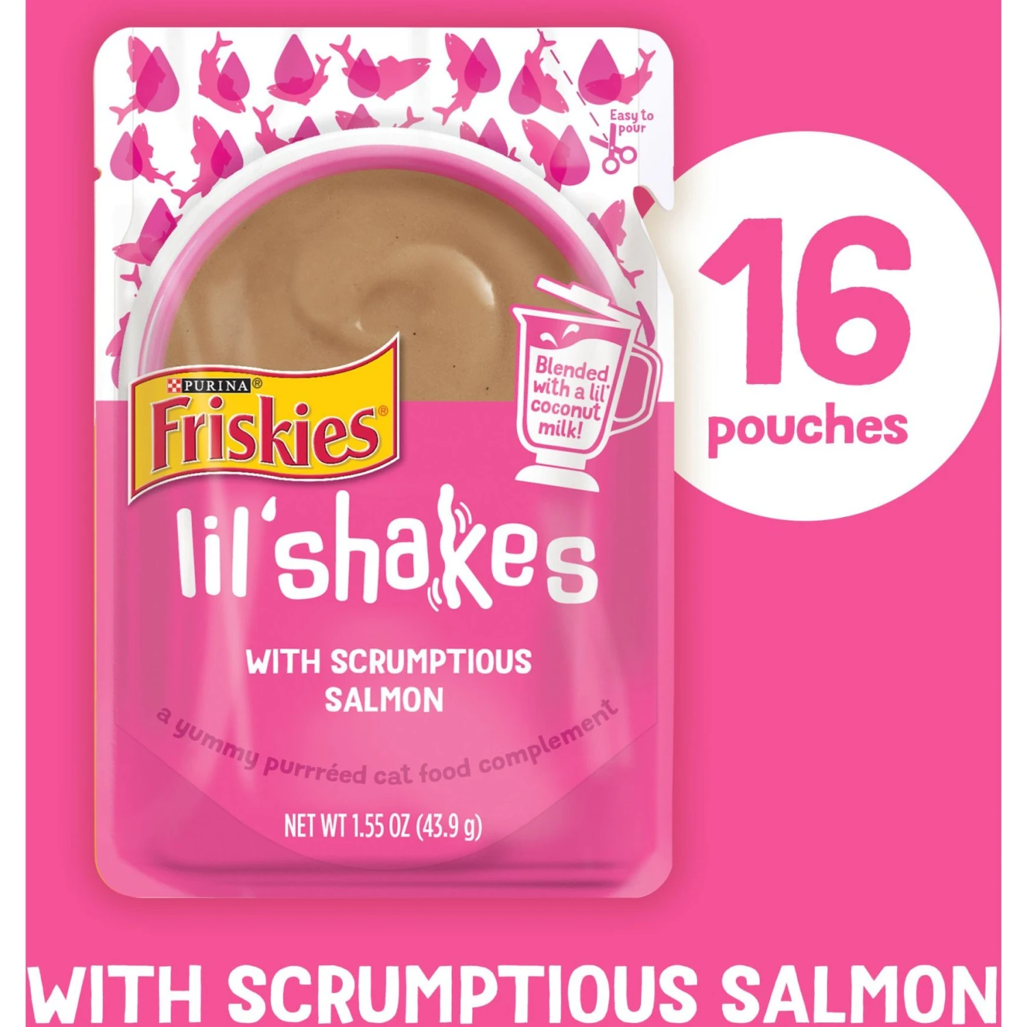 Friskies Pureed Topper Lil Shakes With Scrumptious Salmon Cat Food 4 Friskies Pureed Topper Lil Shakes With Scrumptious Salmon Cat Food - Image 2