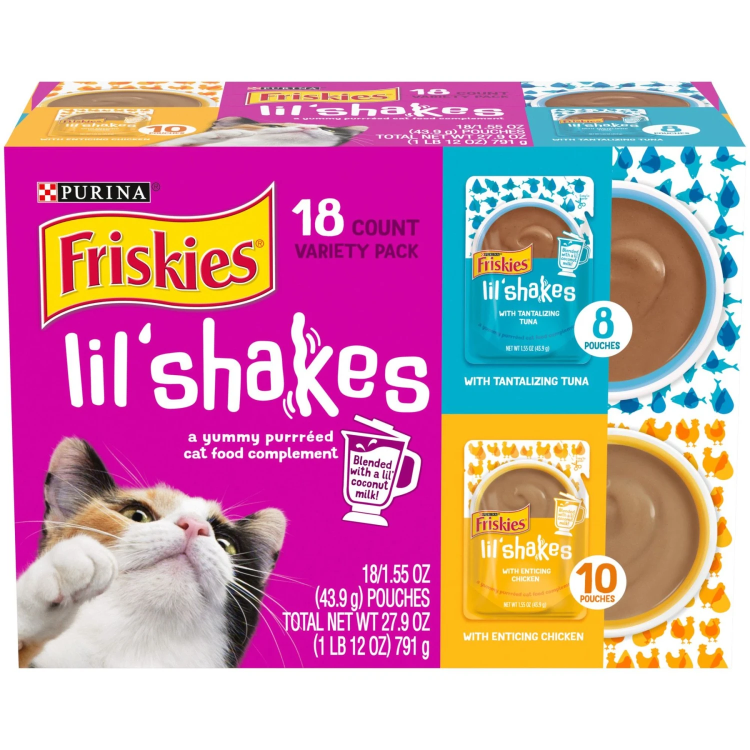 Friskies Pureed Lil' Shakes Chicken & Tuna Variety Pack Cat Food 3 Friskies Pureed Lil' Shakes Chicken & Tuna Variety Pack Cat Food