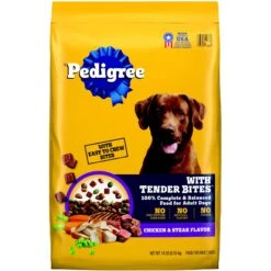 Pedigree Tender Bites Adult Complete Nutrition Chicken & Steak Flavor Dry Dog Food, 14-lb Bag