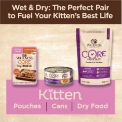 Wellness CORE Tiny Tasters Kitten Chicken Grain-Free Minced Wet Cat Food, 1.75-oz Pouch, Case Of 12 -Blue Buffalo Shop 363913 PT4. AC SS1800 V1695832229