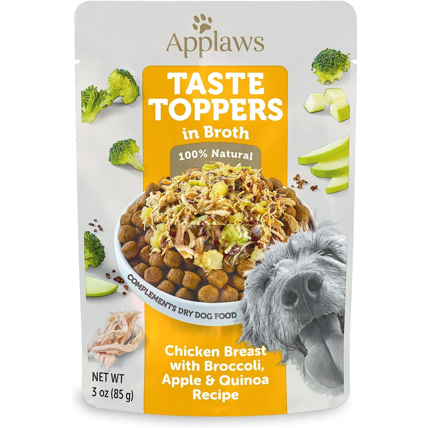 Applaws Taste Toppers Chicken, Broccoli, Apple & Quinoa In Broth Wet Dog Food Topper, 3-oz Pouch 3 Applaws Taste Toppers Chicken, Broccoli, Apple & Quinoa In Broth Wet Dog Food Topper, 3-oz Pouch
