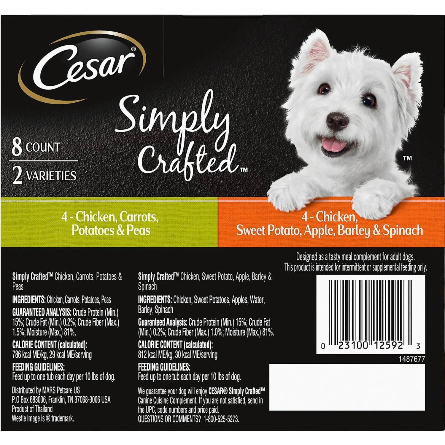 Cesar Simply Crafted Variety Pack Chicken, Carrots, Potatoes & Peas & Chicken, Sweet Potato, Apple, Barley & Spinach Limited-Ingredient Wet Dog Food Topper 4 Cesar Simply Crafted Variety Pack Chicken, Carrots, Potatoes & Peas & Chicken, Sweet Potato, Apple, Barley & Spinach Limited-Ingredient Wet Dog Food Topper - Image 2