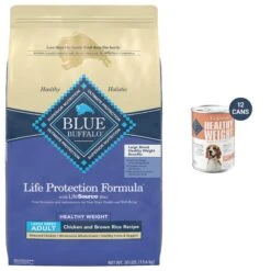 Blue Buffalo Life Protection Formula Large Breed Healthy Weight Adult Chicken & Brown Rice Recipe Dry Dog Food & Blue Buffalo True Solutions Healthy Weight Natural Weight Control Chicken Adult Wet Dog Food