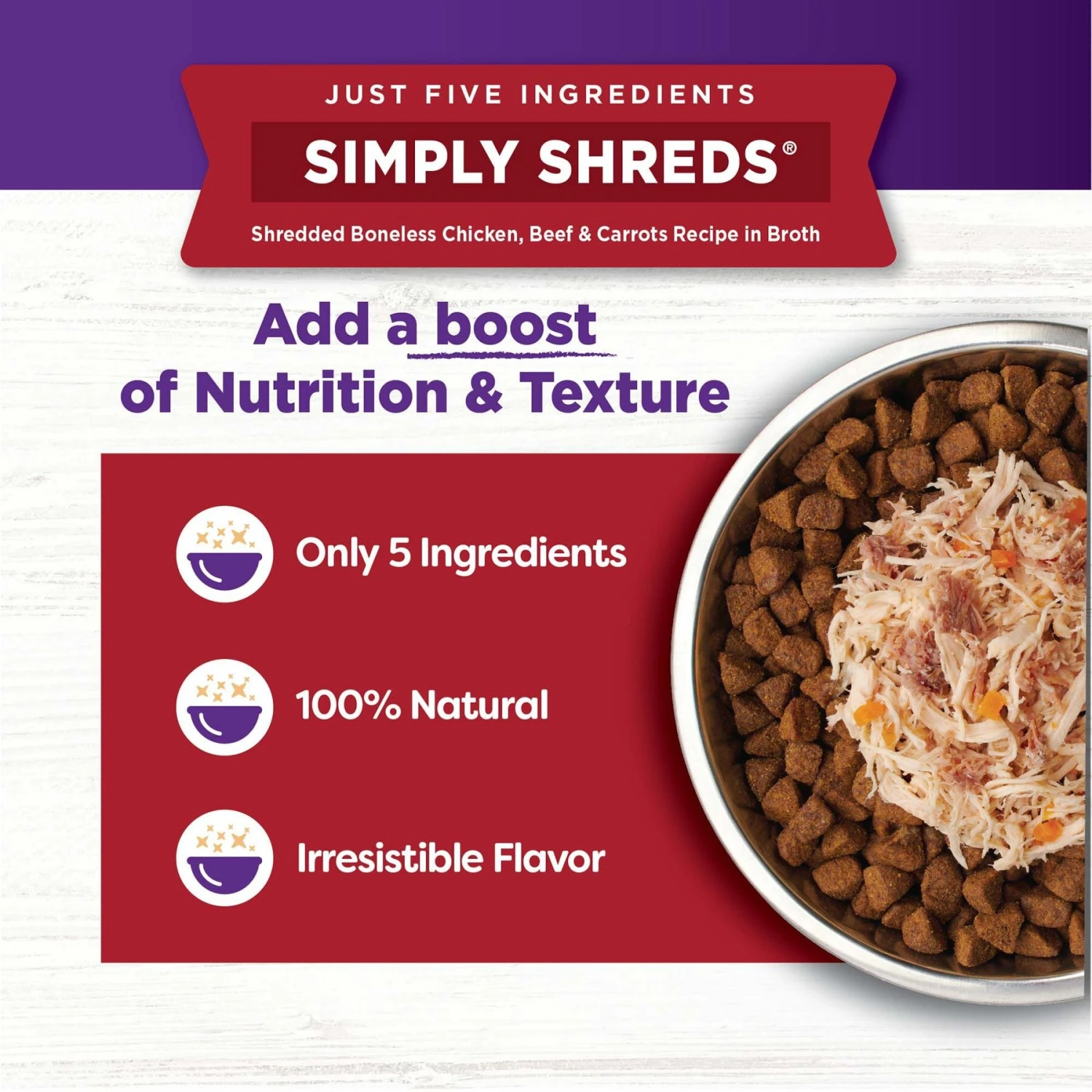 Wellness Bowl Boosters Simply Shreds Chicken, Beef & Carrots Natural Grain-Free Wet Dog Food Mixer Or Topper, 2.8-oz Pouch, Case Of 12 & Wellness Bowl Boosters Simply Shreds Chicken, Salmon & Pumpkin Natural Grain-Free Wet Dog Food Mixer Or Topper, 2.8-oz Pouch, Case Of 12 6 Wellness Bowl Boosters Simply Shreds Chicken, Beef & Carrots Natural Grain-Free Wet Dog Food Mixer Or Topper, 2.8-oz Pouch, Case Of 12 & Wellness Bowl Boosters Simply Shreds Chicken, Salmon & Pumpkin Natural Grain-Free Wet Dog Food Mixer Or Topper, 2.8-oz Pouch, Case Of 12 - Image 4