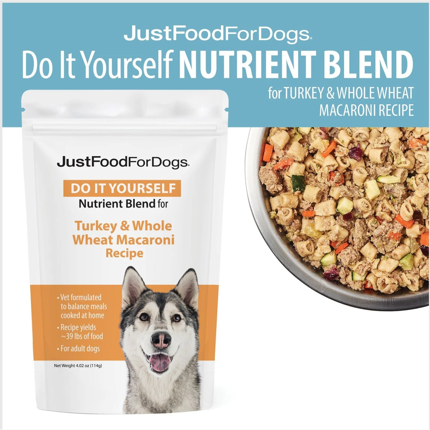 JustFoodForDogs DoItYourself Turkey & Whole Wheat Macaroni Recipe Fresh Dog Food Recipe & Nutrient Blend 3 JustFoodForDogs DoItYourself Turkey & Whole Wheat Macaroni Recipe Fresh Dog Food Recipe & Nutrient Blend