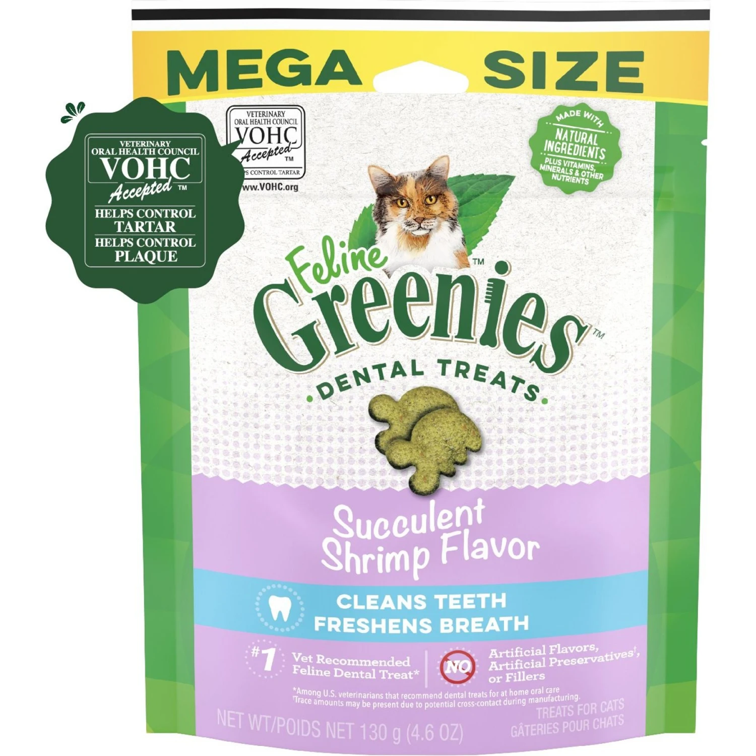 Feline Greenies Adult Natural Dental Care Cat Treat, Succulent Shrimp Flavor 3 Feline Greenies Adult Natural Dental Care Cat Treat, Succulent Shrimp Flavor