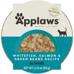 Applaws Whitefish, Salmon & Green Beans In Broth Wet Cat Food, 2.12-oz, Case Of 18