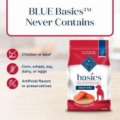 Blue Buffalo Basics Skin & Stomach Care Salmon & Potato Recipe Adult Dry Dog Food -Blue Buffalo Shop 46888 PT5. AC SS1800 V1646251289