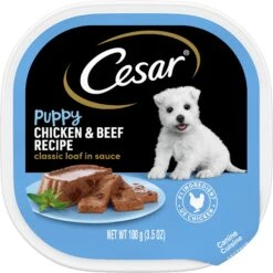 Cesar Puppy Classic Loaf In Sauce Chicken & Beef Recipe Grain-Free Small Breed Wet Dog Food Trays