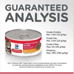 Hill's Science Diet Adult Light Liver & Chicken Entree Canned Cat Food 17 Hill's Science Diet Adult Light Liver & Chicken Entree Canned Cat Food -Blue Buffalo Shop 48963 PT6. AC SS1800 V1598146877