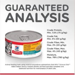 Hill's Science Diet Adult Indoor Savory Chicken Entree Canned Cat Food -Blue Buffalo Shop 48980 PT6. AC SS1800 V1605835007