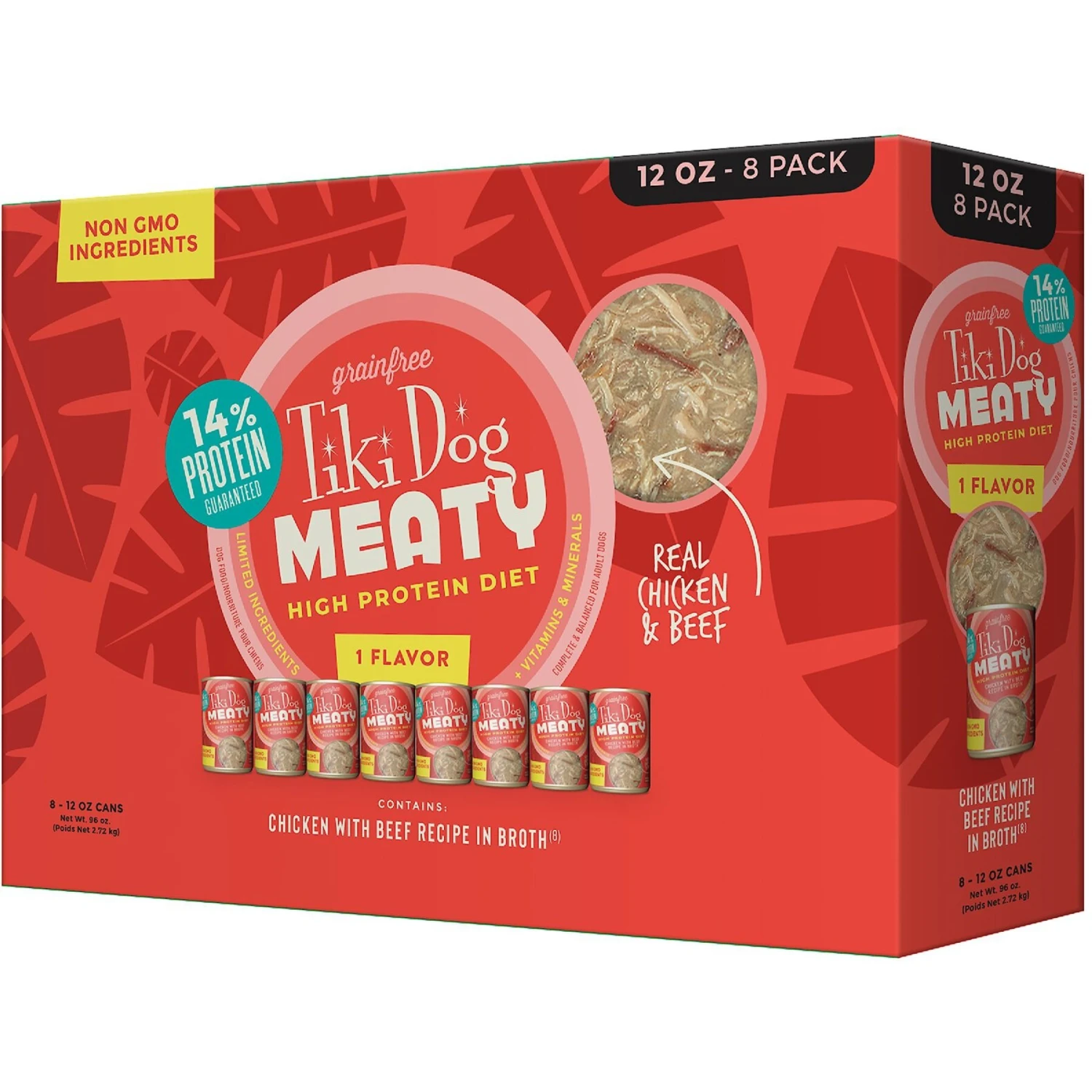 Tiki Dog Meaty Whole Foods Grain-Free Chicken & Beef Shredded Canned Dog Food, 12-oz, Case Of 8 4 Tiki Dog Meaty Whole Foods Grain-Free Chicken & Beef Shredded Canned Dog Food, 12-oz, Case Of 8 - Image 2