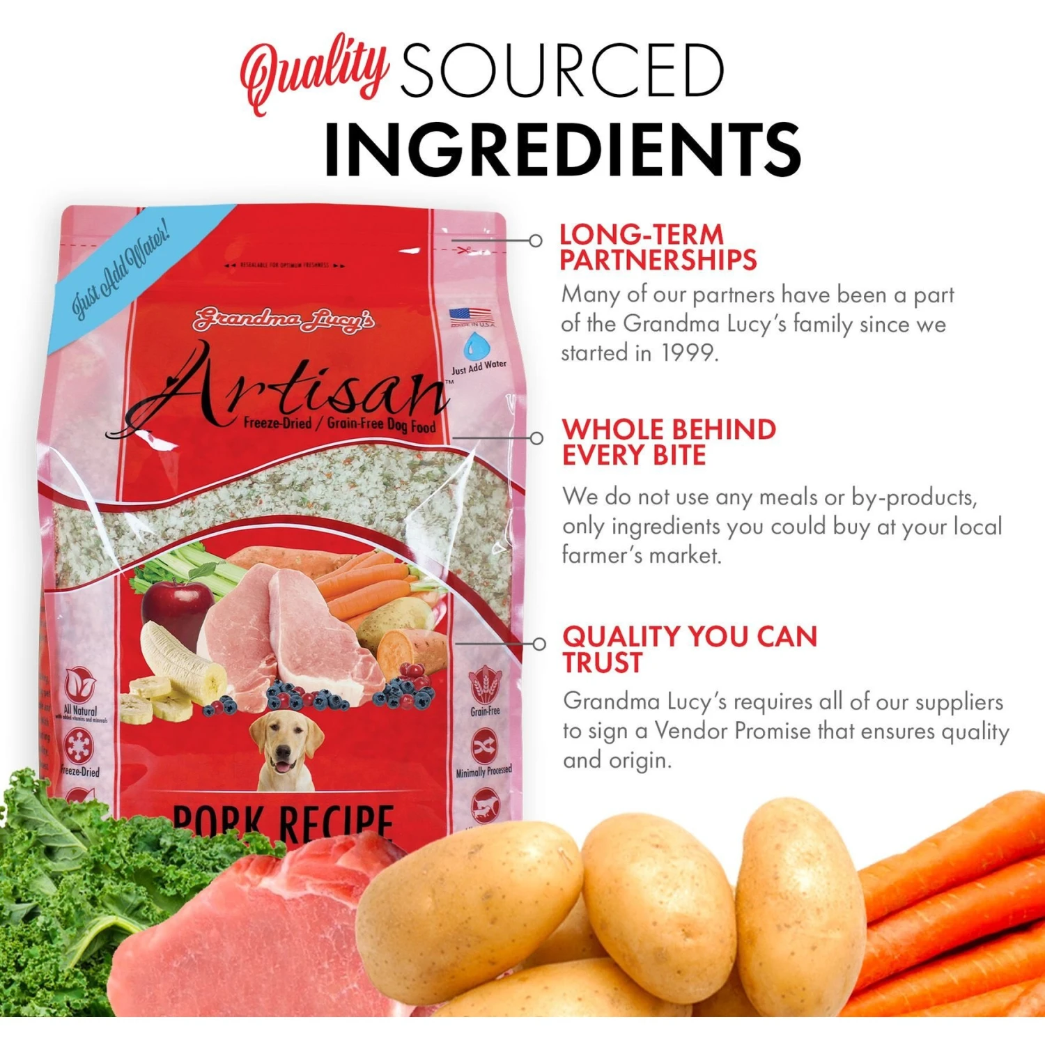 Grandma Lucy's Artisan Pork Grain-Free Freeze-Dried Dog Food 6 Grandma Lucy's Artisan Pork Grain-Free Freeze-Dried Dog Food - Image 4