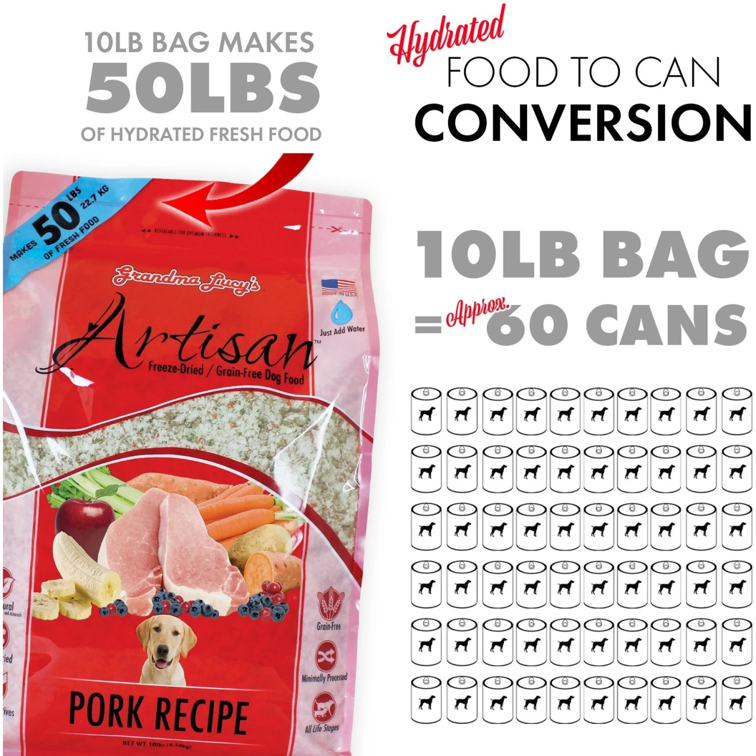 Grandma Lucy's Artisan Pork Grain-Free Freeze-Dried Dog Food 10 Grandma Lucy's Artisan Pork Grain-Free Freeze-Dried Dog Food - Image 8