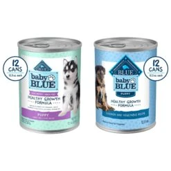 Blue Buffalo Baby Blue Healthy Growth Formula Natural Chicken & Vegetable Recipe Puppy Wet Food, 12.5-oz Cans, Case Of 12 & Blue Buffalo Baby Blue Healthy Growth Formula Grain-Free High Protein Turkey & Potato Recipe Puppy Wet Food, 12.5-oz Cans, Case Of 12
