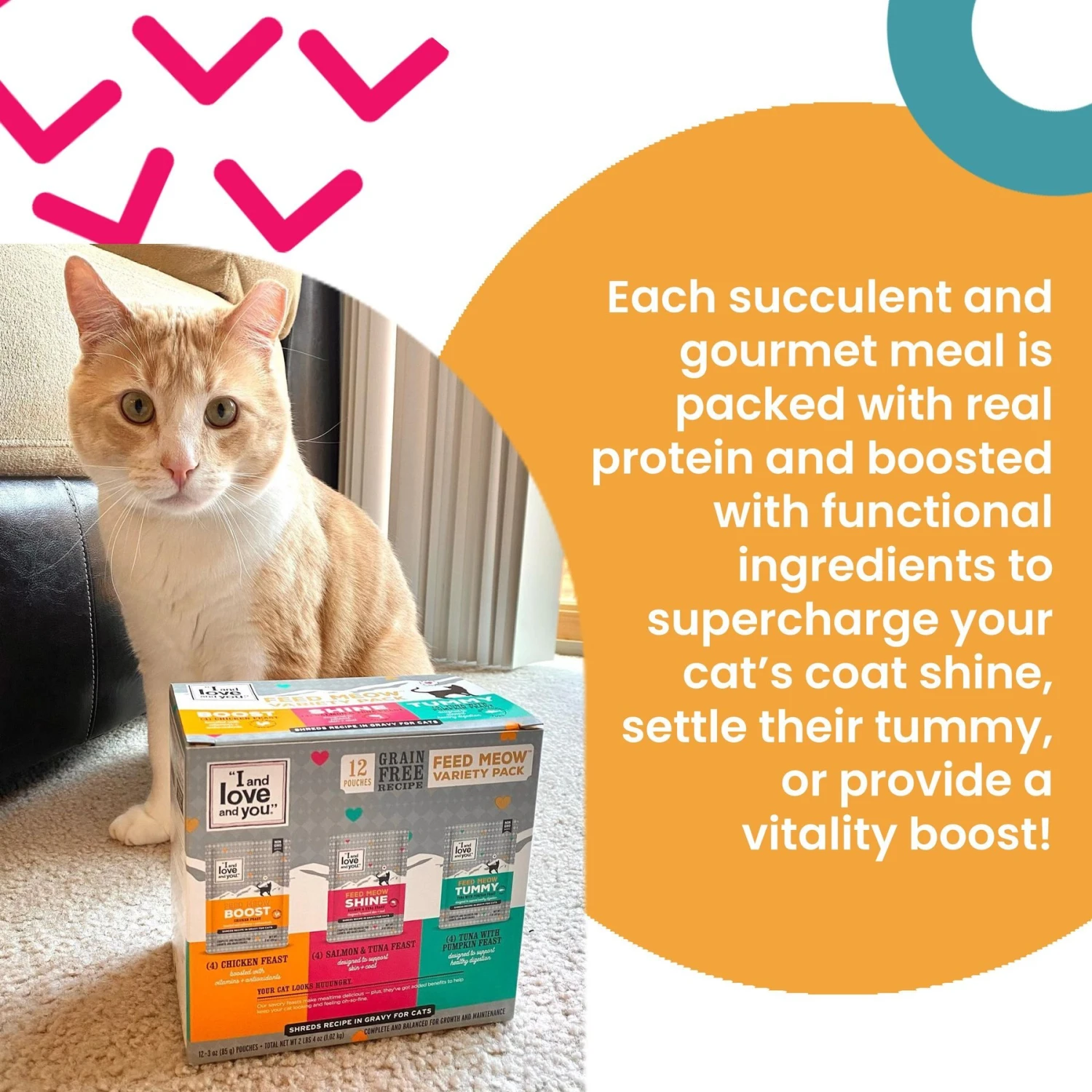 I And Love And You Feed Meow Tummy Tuna & Pumpkin Feast Grain-Free Chunks In Gravy Wet Cat Food, 3-oz Pouch, Case Of 24 5 I And Love And You Feed Meow Tummy Tuna & Pumpkin Feast Grain-Free Chunks In Gravy Wet Cat Food, 3-oz Pouch, Case Of 24 - Image 3