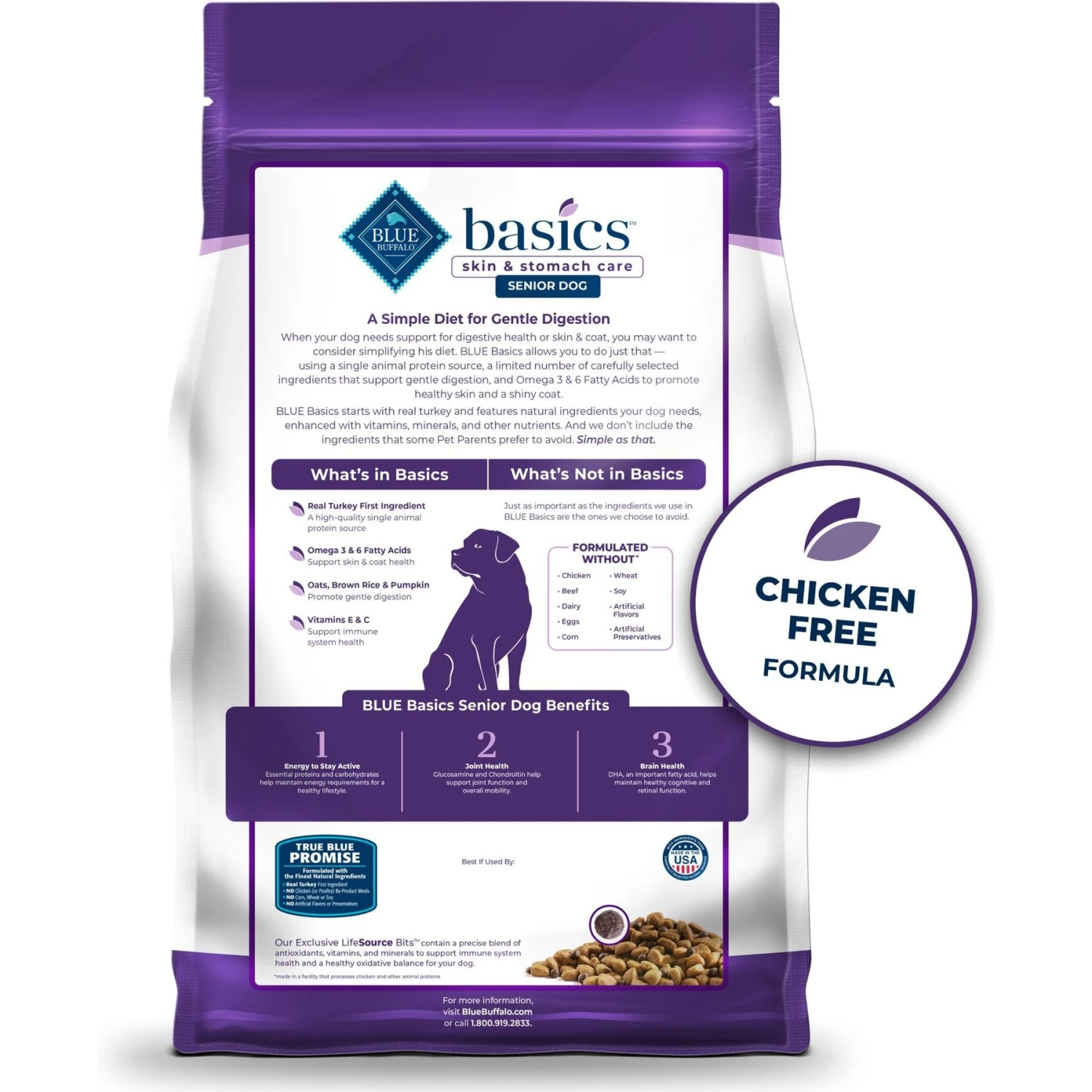 Blue Buffalo Basics Skin & Stomach Care Turkey & Potato Recipe Senior Dry Dog Food 4 Blue Buffalo Basics Skin & Stomach Care Turkey & Potato Recipe Senior Dry Dog Food - Image 2