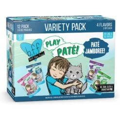 Weruva Best Feline Friend Paté Lovers, Aw Yeah! Paté Jamboree! Variety Pack Grain-Free Wet Cat Food, 2.8-oz Pouch, Case Of 12