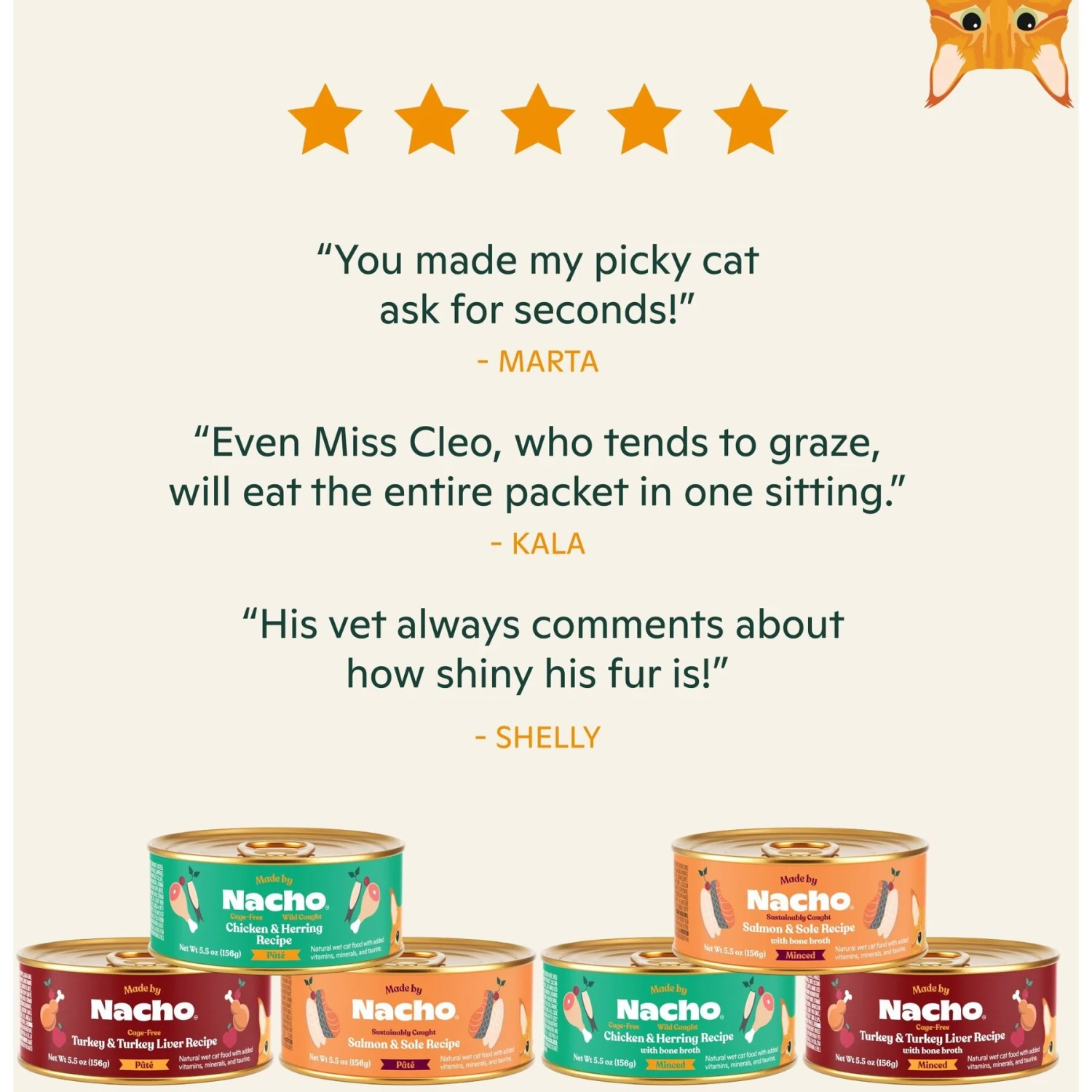 Made By Nacho Chicken, Herring, Salmon & Turkey Variety Pack Minced Wet Cat Food, 5.5-oz Can, Case Of 12 8 Made By Nacho Chicken, Herring, Salmon & Turkey Variety Pack Minced Wet Cat Food, 5.5-oz Can, Case Of 12 - Image 6
