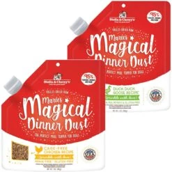 Stella & Chewy's Marie's Magical Dinner Dust Freeze-Dried Raw Cage-Free Chicken Dog Food Topper & Stella & Chewy's Marie's Magical Dinner Dust Duck Duck, Goose Recipe Freeze-Dried Raw Dog Food Topper, 7-oz Bag