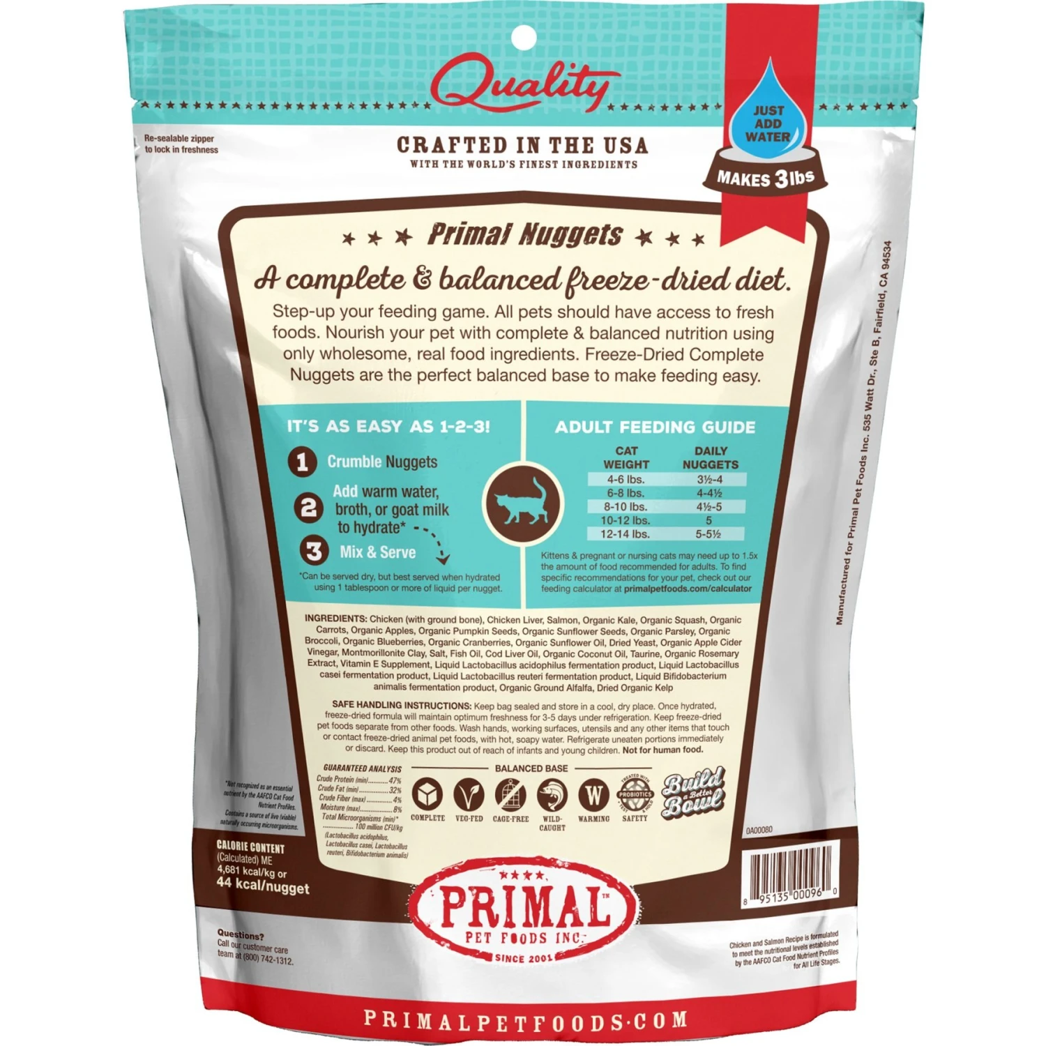 Primal Chicken & Salmon Formula Nuggets Grain-Free Raw Freeze-Dried Cat Food 4 Primal Chicken & Salmon Formula Nuggets Grain-Free Raw Freeze-Dried Cat Food - Image 2