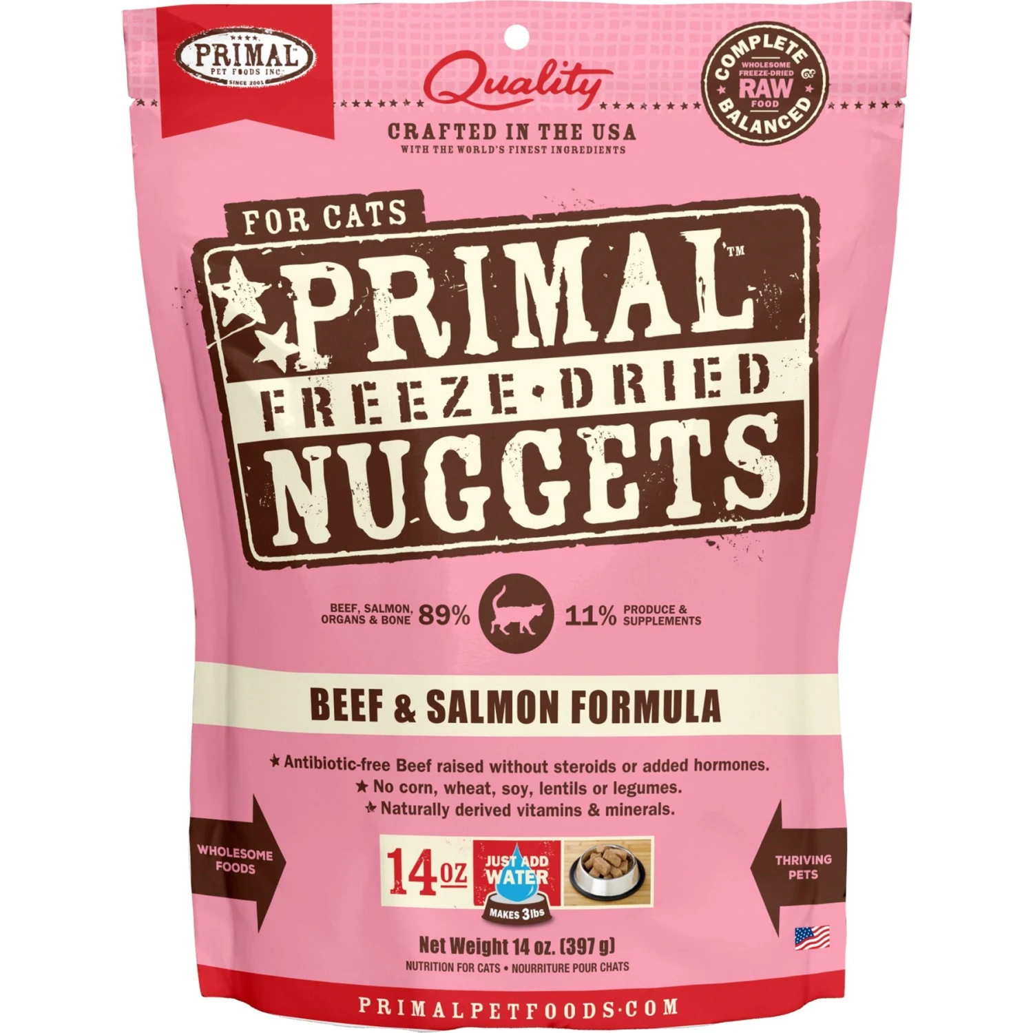 Primal Beef & Salmon Formula Nuggets Grain-Free Raw Freeze-Dried Cat Food 3 Primal Beef & Salmon Formula Nuggets Grain-Free Raw Freeze-Dried Cat Food