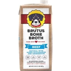 Brutus Broth Bone Broth Beef Flavor Hip & Joint Human-Grade Dog Food Topper, 32-oz Box